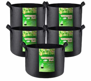 VIVOSUN Heavy Duty 5 Pack 5 Gallon Fabric Pots | Breathable Plant Pots
