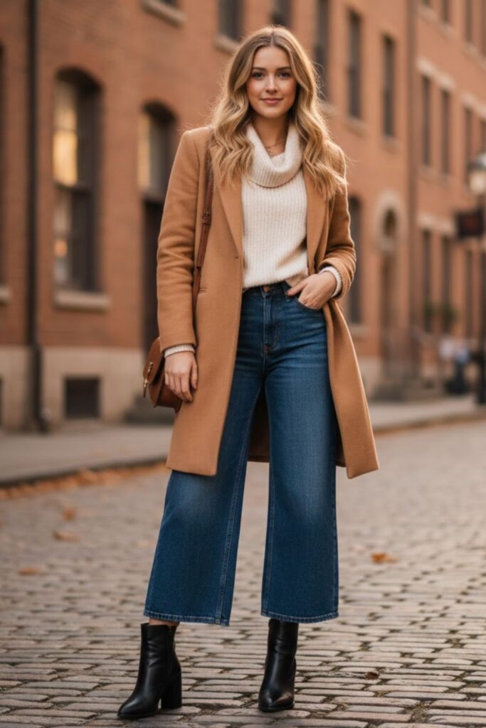 Ankle boots with wide leg jeans