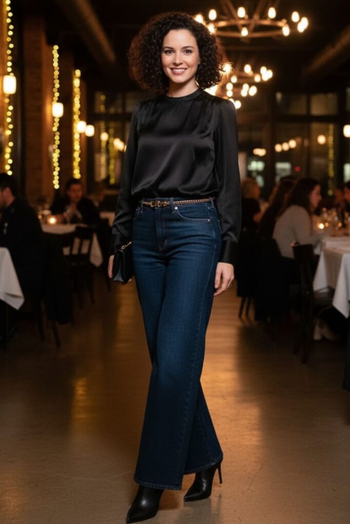 5. Dark Denim with Black Heeled Boots