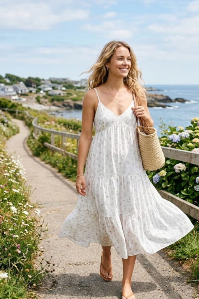 3. Flowing Sundress With Flat Sandals