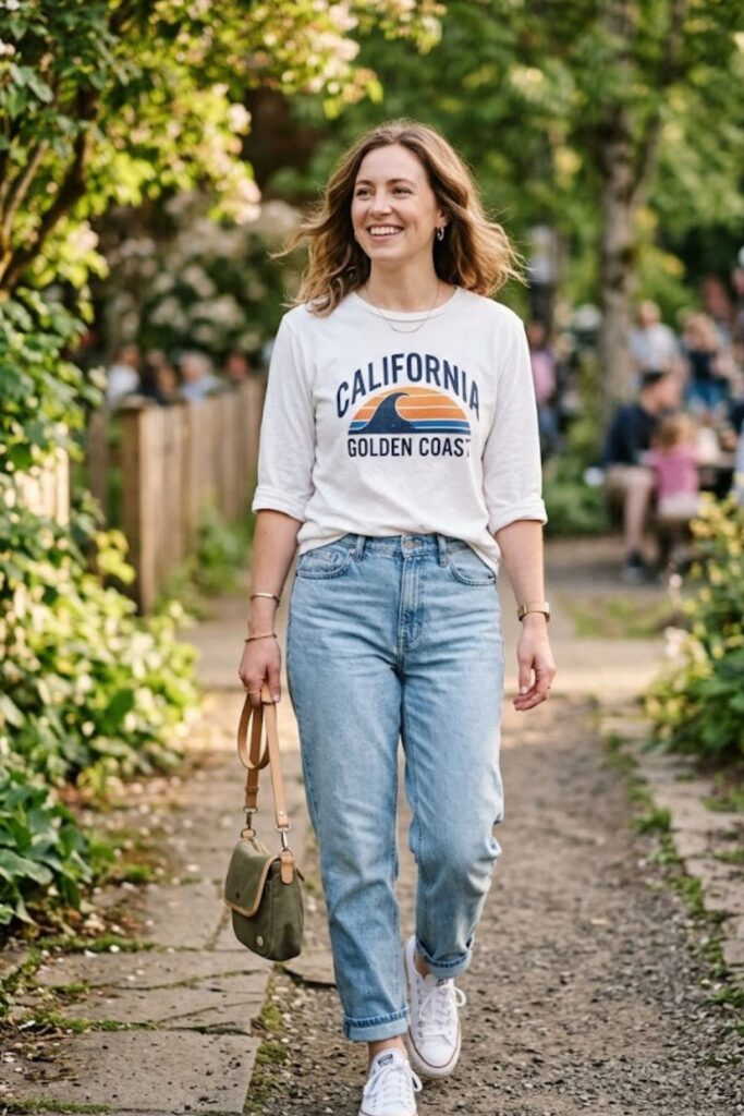 9. Graphic Tee With Relaxed Jeans