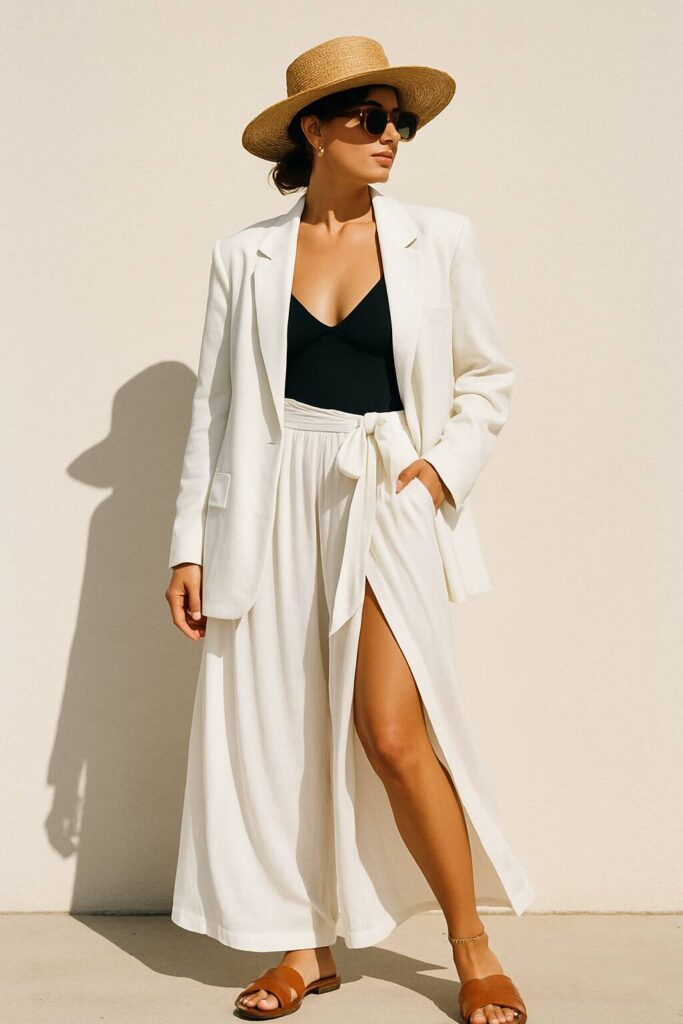 Outfit Idea Resort Chic with oversized blazer