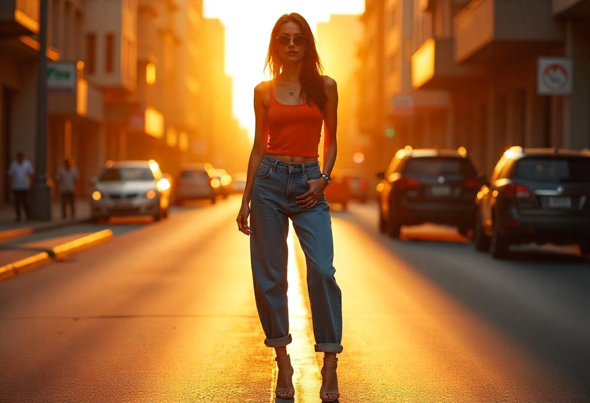 baggy jeans and heels outfit ideas