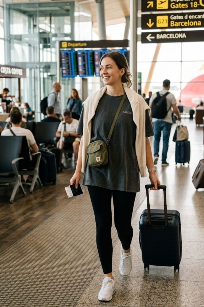 Oversized T-Shirt with Leggings and Sneakers
