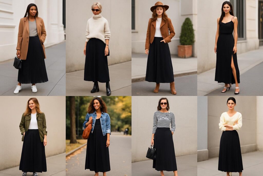 Black Maxi Skirt Outfit Ideas