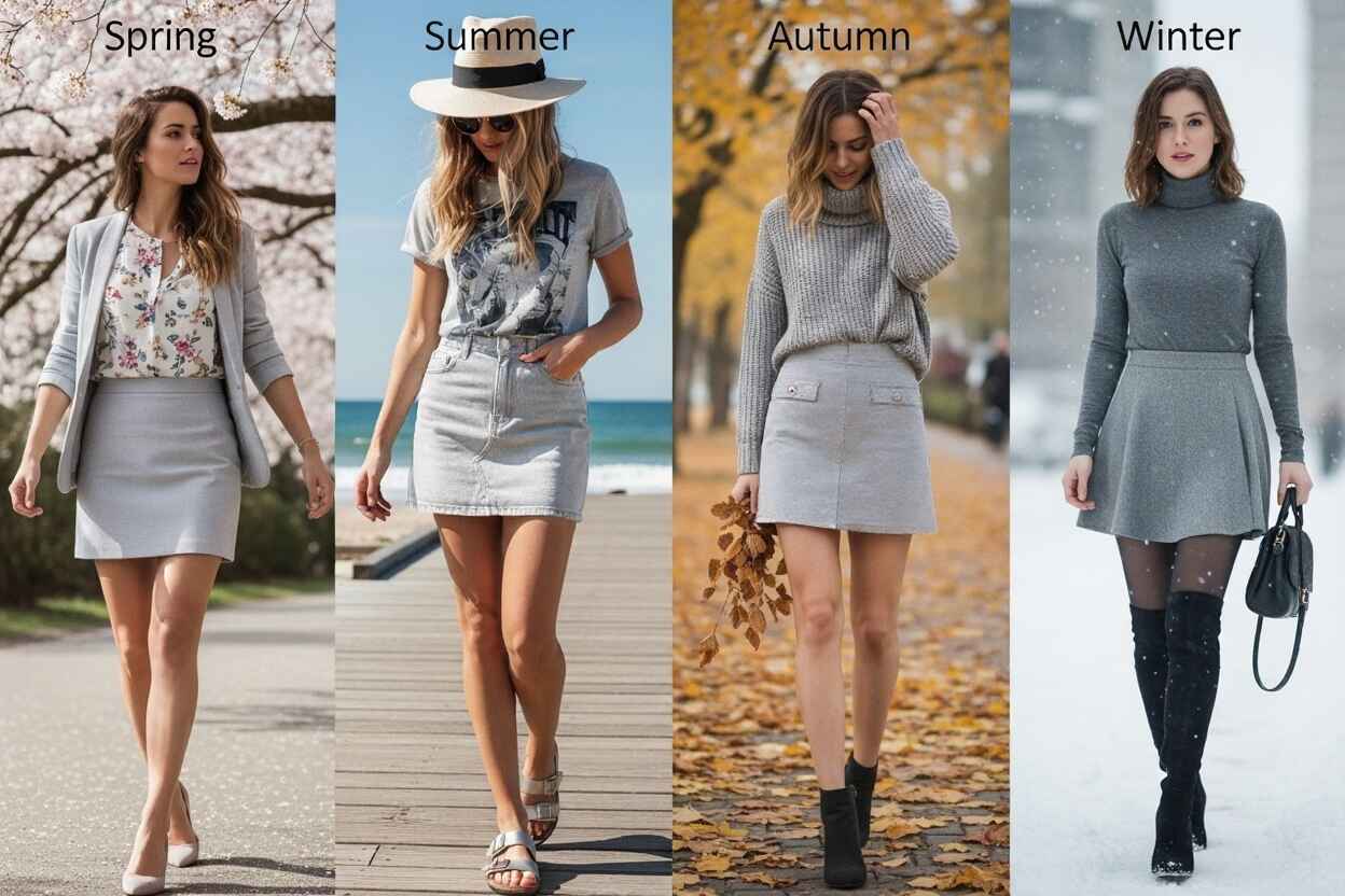 16 Grey Mini Skirt Outfits: Chic Styling Ideas for Every Season