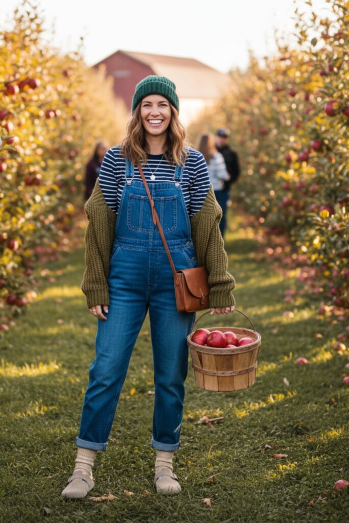 Birkenstock Clogs with Overalls and a Striped Tee