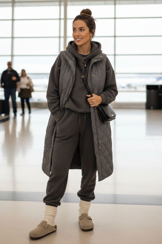 Birkenstock Clogs with a Hoodie and Joggers