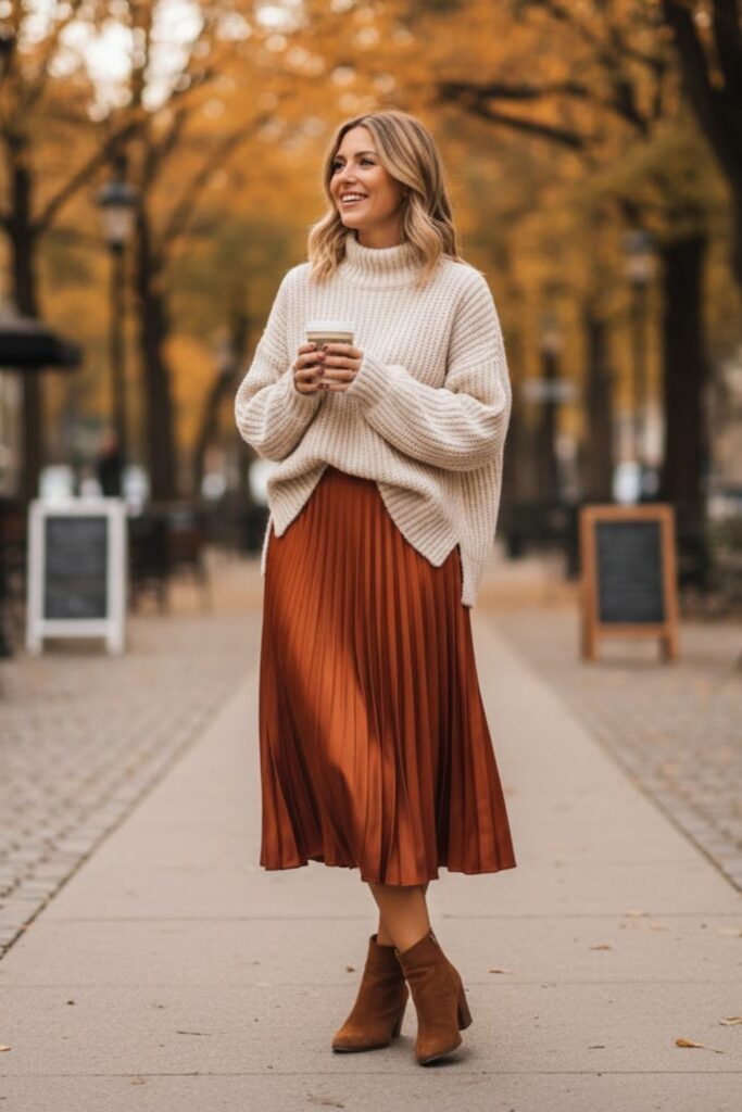 Chunky Sweater with Midi Skirt
