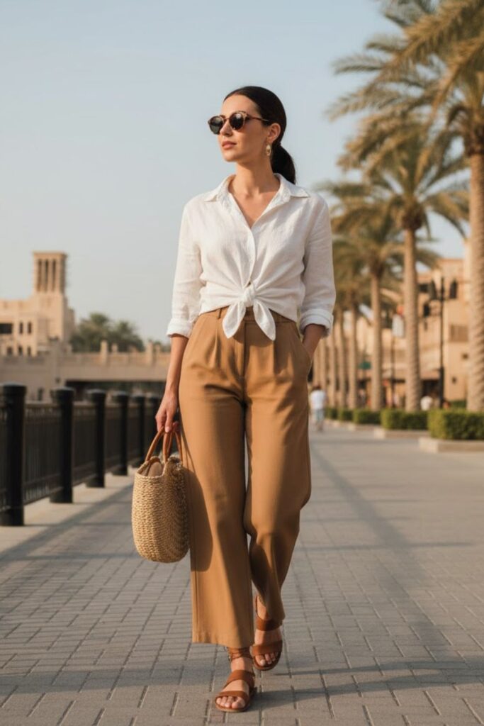 Culottes with Button-Down Shirt