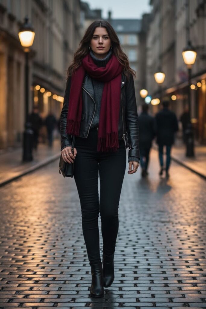 Leather Jacket with Black Jeans