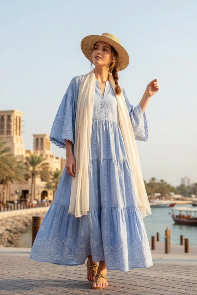 Maxi Dress with Light Scarf