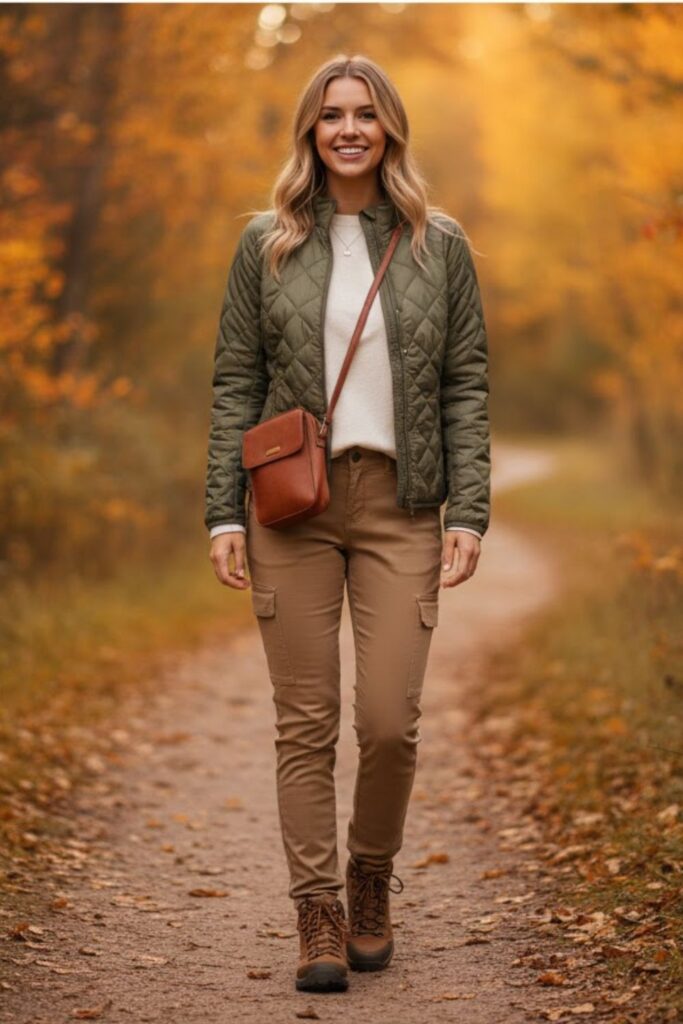Quilted Jacket with Cargo Pants