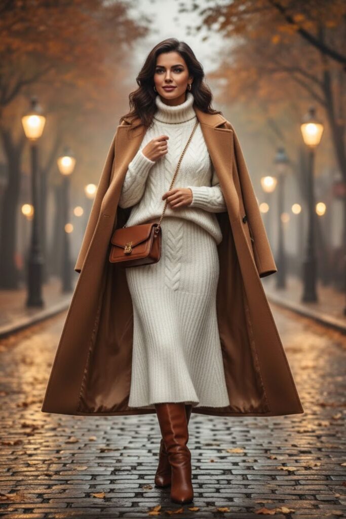 White Knitted Skirt with Matching Sweater