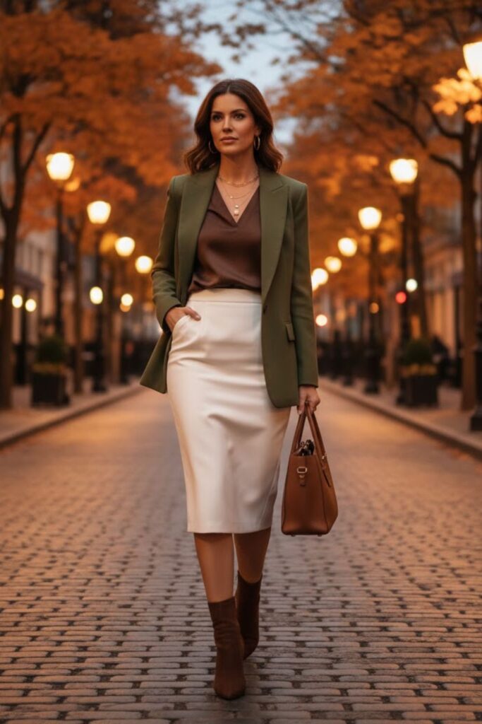 White Pencil Skirt with Blazer
