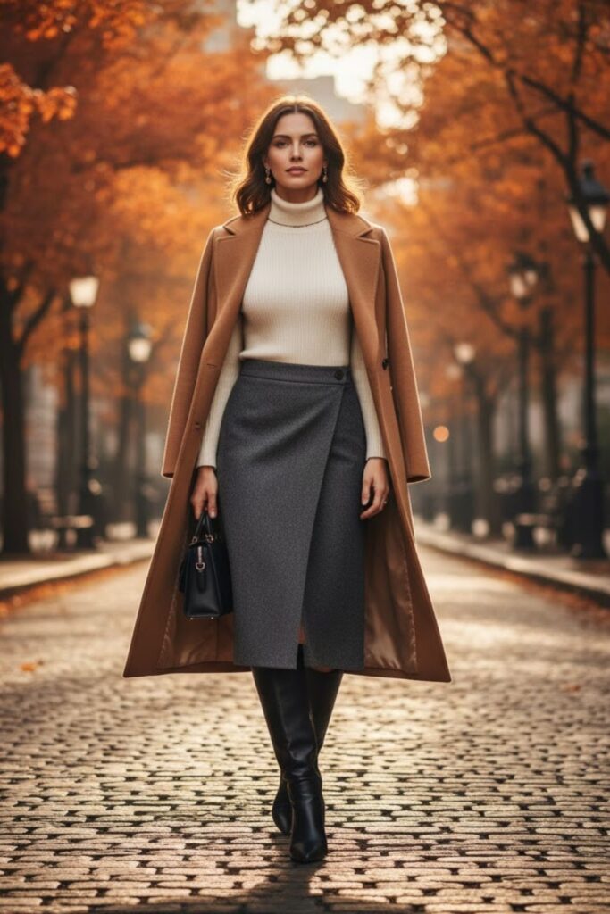 Wrap Skirt with Long Coat