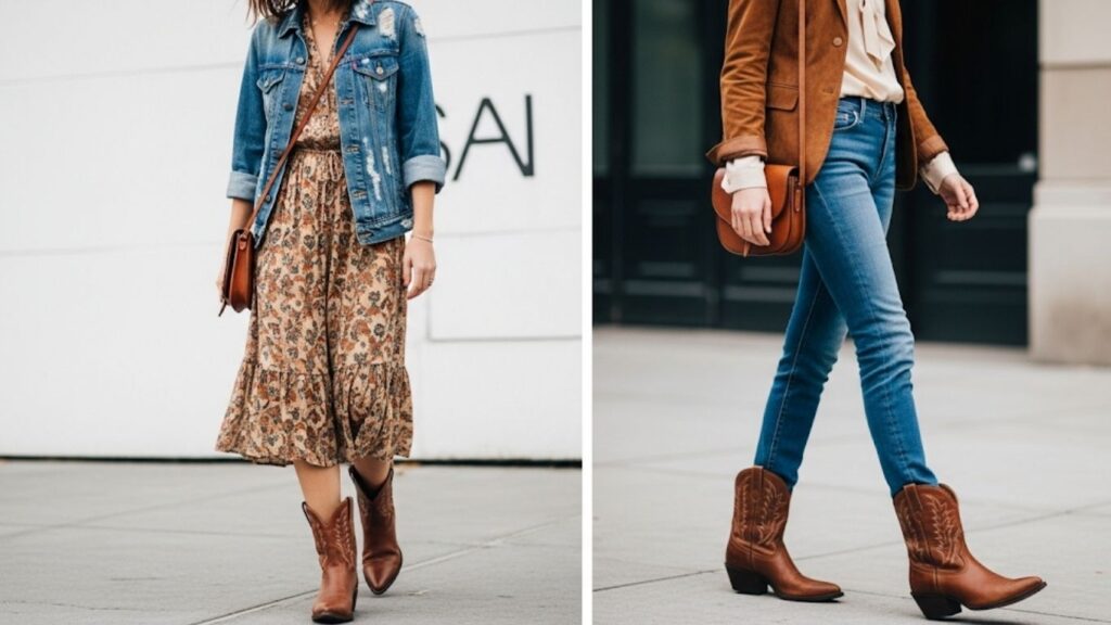 15 Ankle Cowboy Boots Outfit Ideas