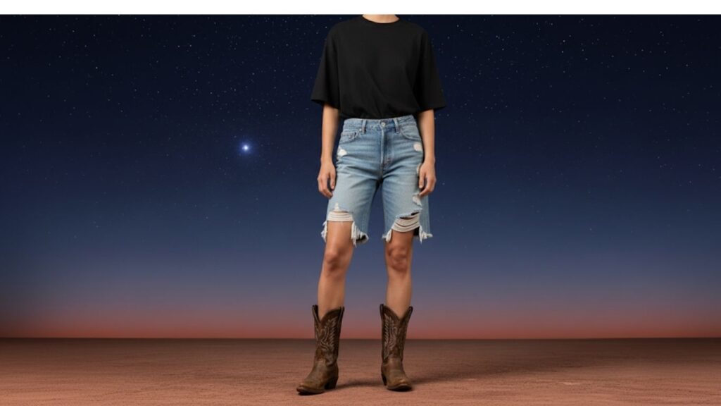 15 Shorts and Cowboy Boots Outfit Ideas