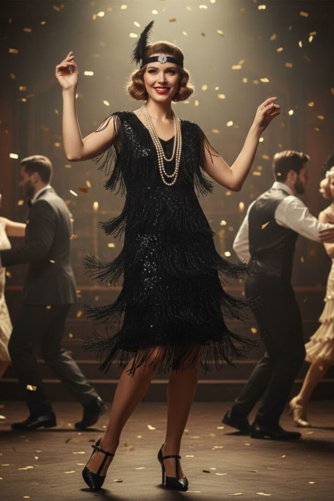 1. Classic Black Flapper Dress