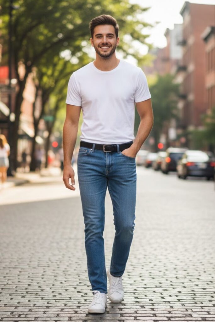 1. Classic Blue Jeans with a White T-Shirt