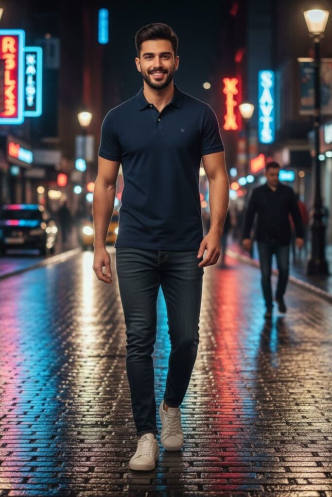 1. Classic Polo with Slim Jeans