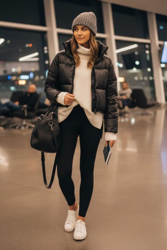 1. Oversized Sweater with Leggings and Sneakers