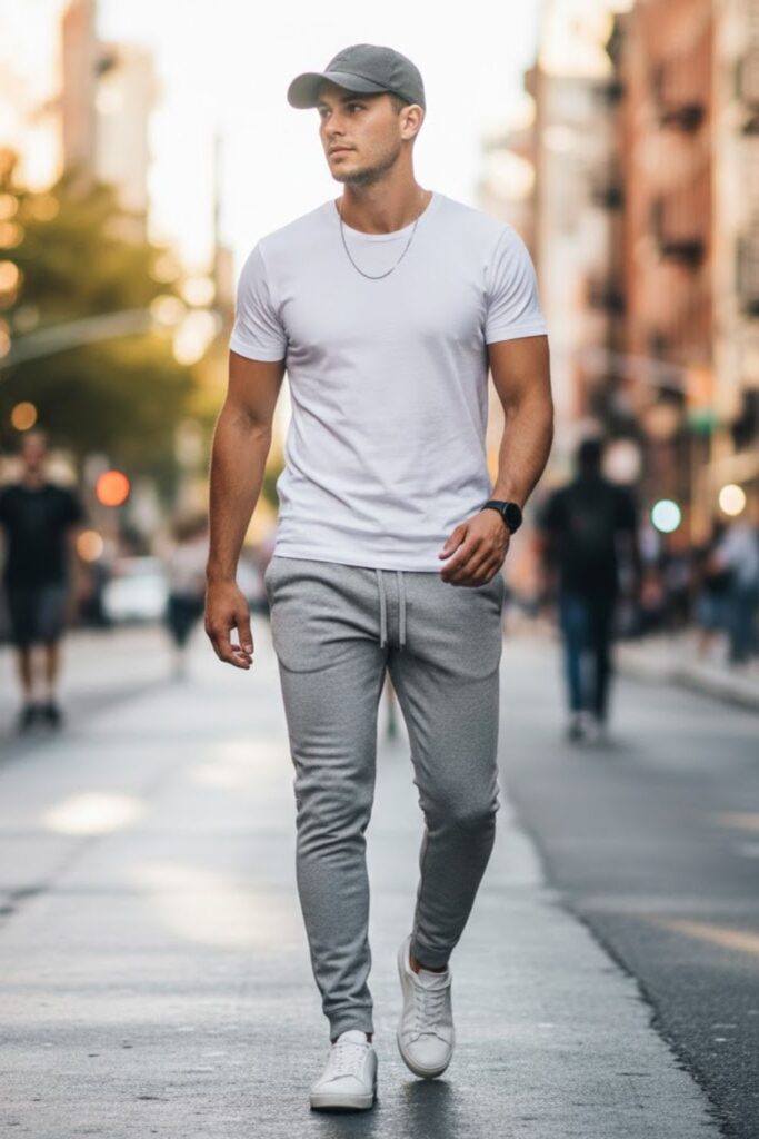 1. Sweatpants with a Plain White T-Shirt