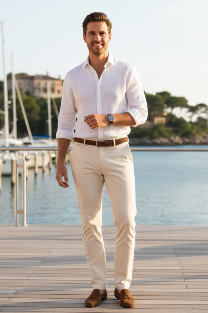 1. The Linen Shirt and Chino Combo