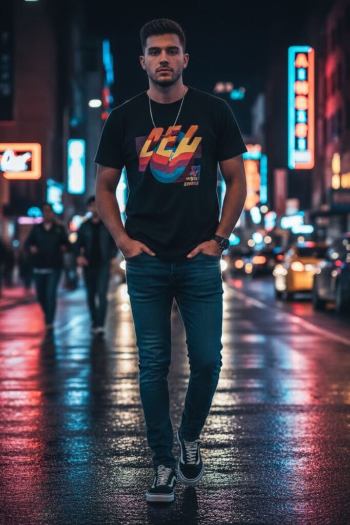 1. Vans with Slim-Fit Jeans and a Graphic Tee