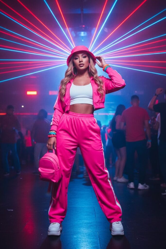 10. Bright Colored Tracksuit with Crop Top