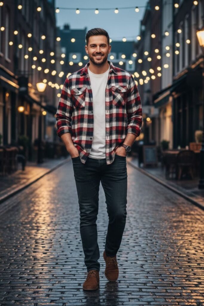 10. Checked Shirt with Jeans and Desert Boots