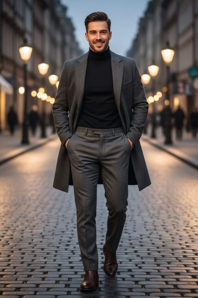 10. Chelsea Boots with a Turtleneck and Trousers