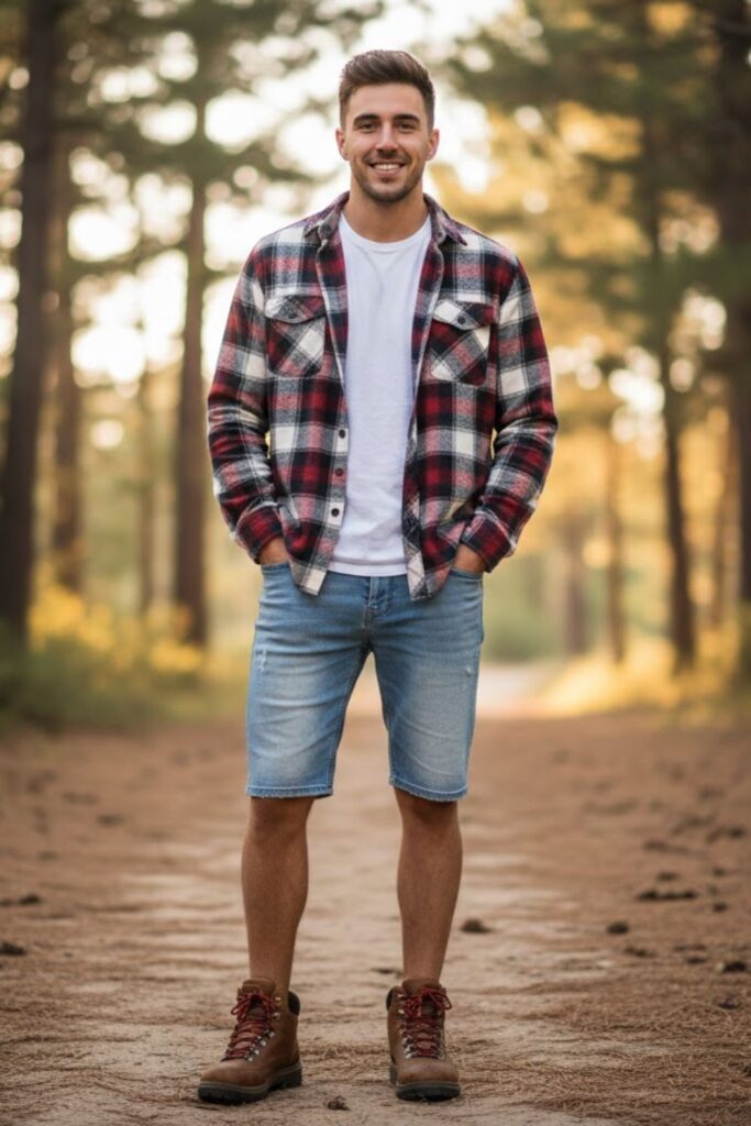 10. Flannel Shirt with Faded Jorts