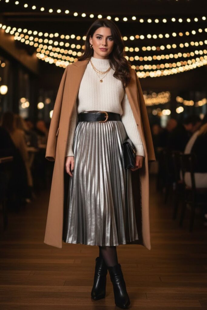 10. Satin Skirt with Cropped Sweater