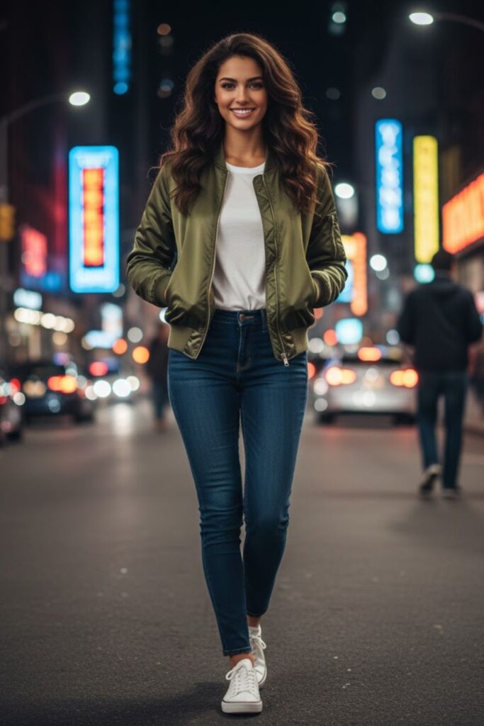 11. Bomber Jacket Over a T-Shirt