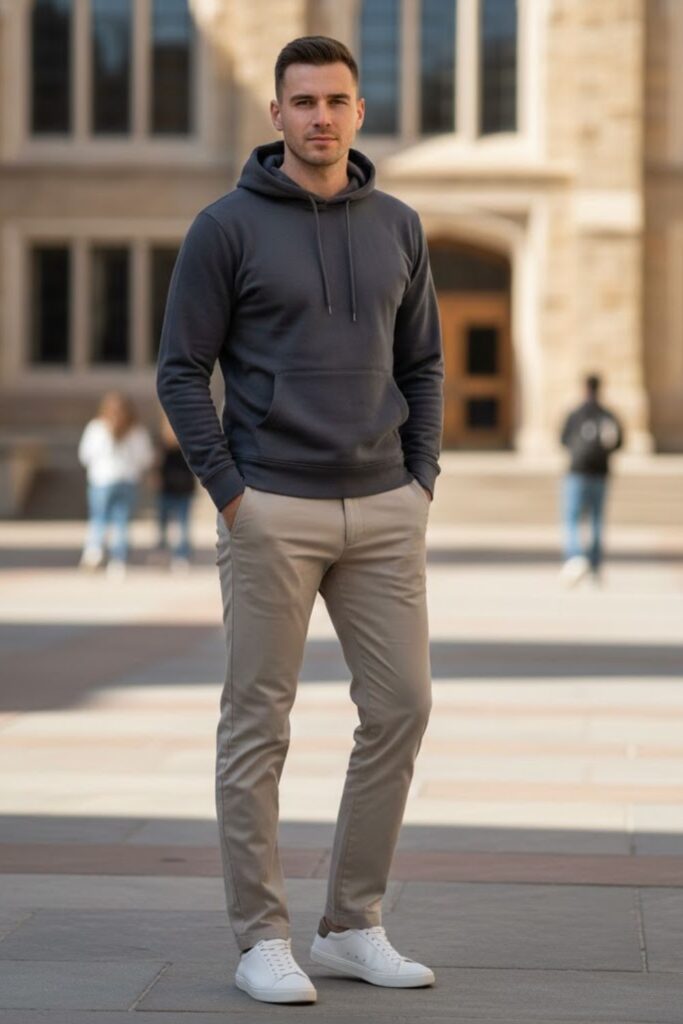11. Minimal Hoodie with Chinos
