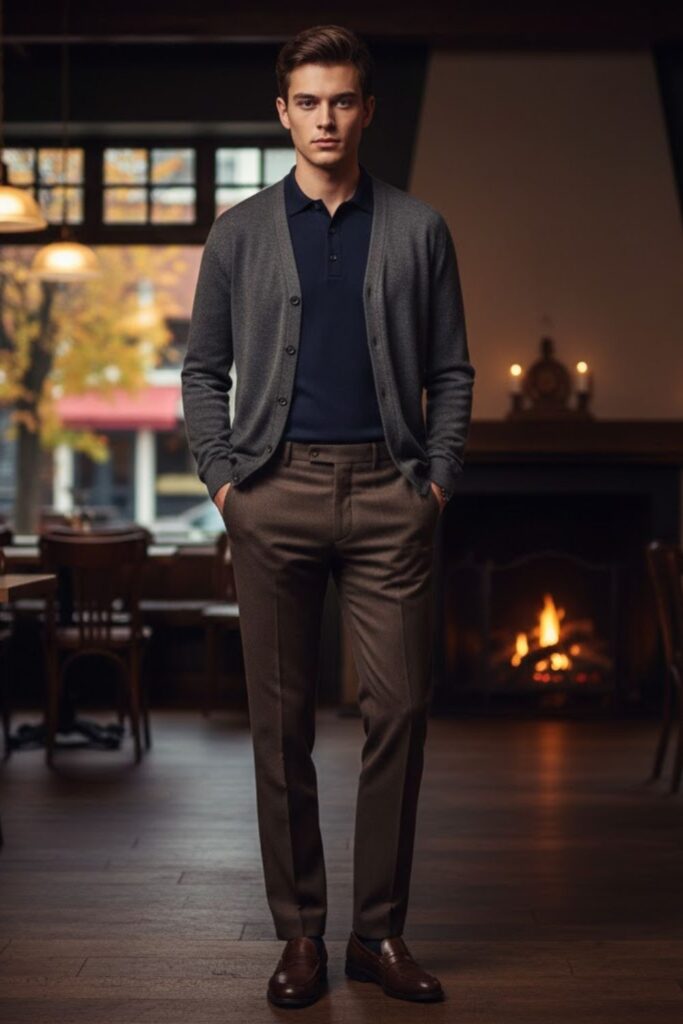 11. Polo Shirt Under a Cardigan