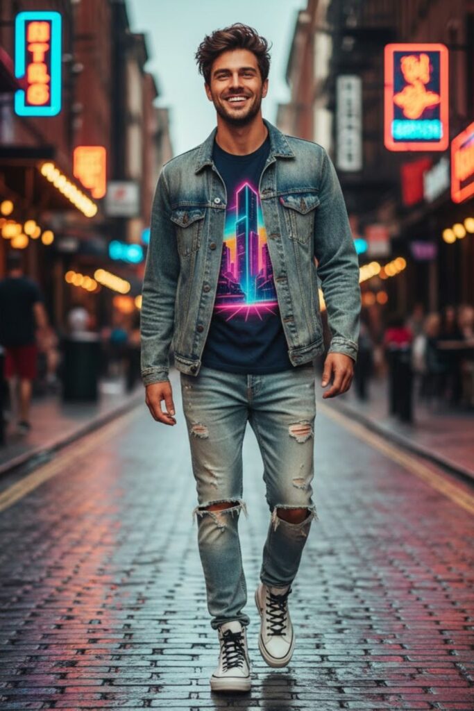 12. Faded Jeans with a Graphic Tee