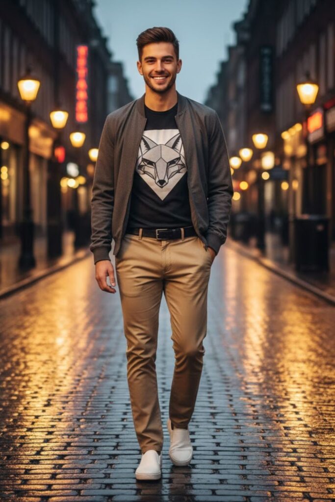 12. Khaki Pants with a Graphic Tee