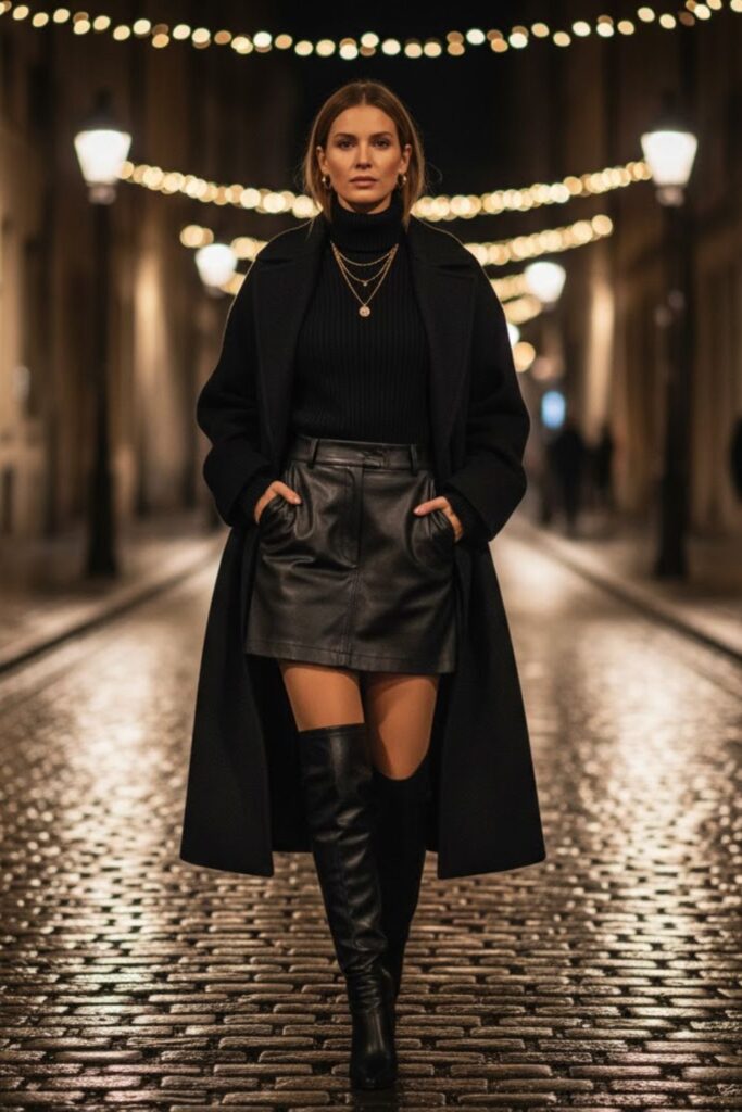 12. Monochrome All-Black Winter Outfit