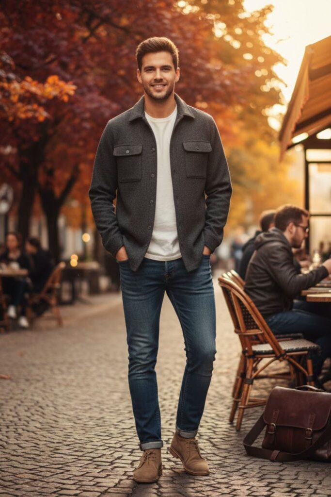 12. Overshirt with Layered Tee