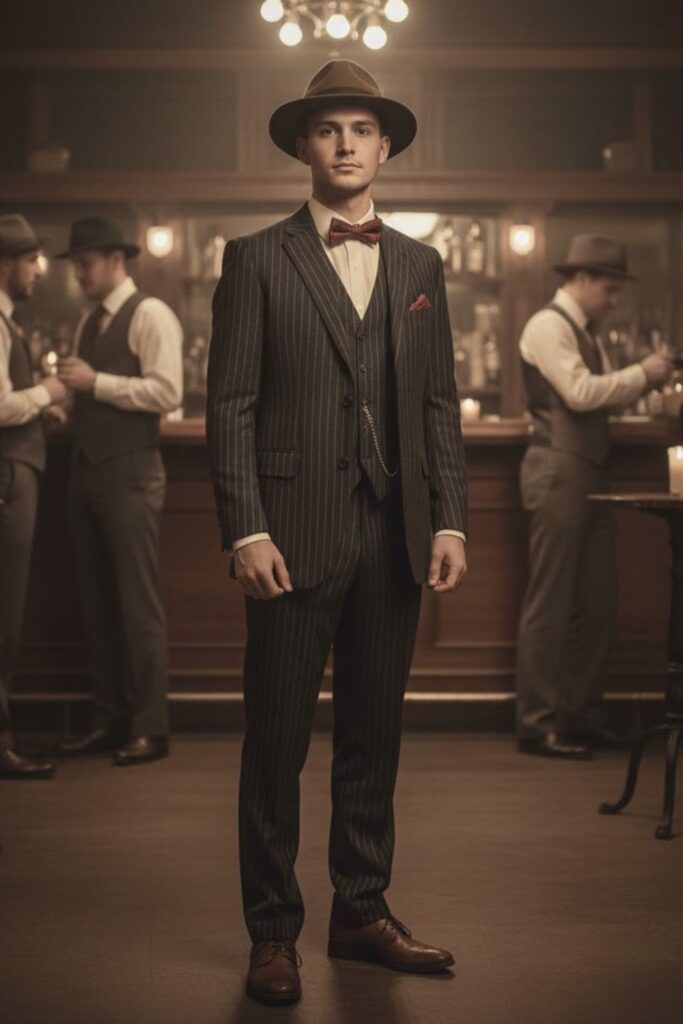 12. Pinstripe Suit with Fedora