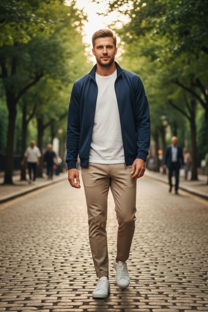 12. The Track Jacket and Chino Combo