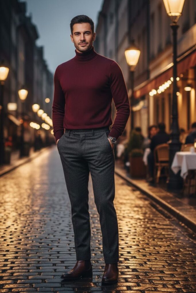 12. Turtleneck with Wool Pants (Men’s Option)