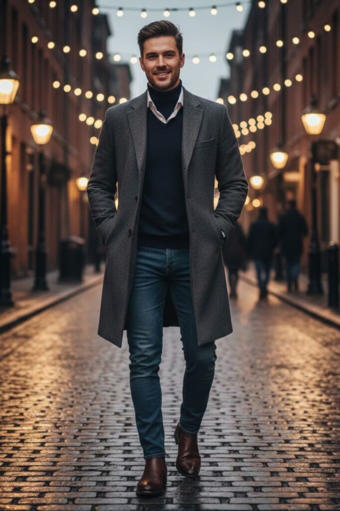 13. Blue Jeans with Overcoat
