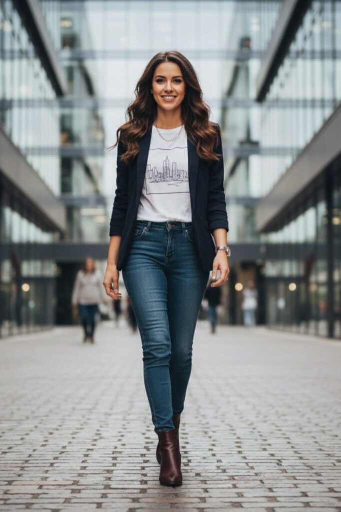 13. Casual Blazer with T-Shirt