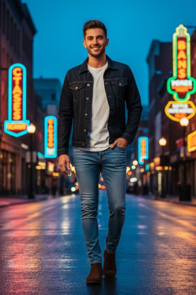 13. Chelsea Boots with Double Denim