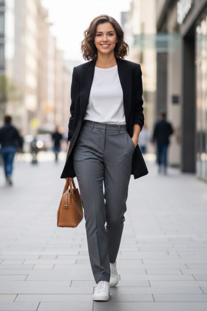 13. Grey Trousers with Oversized Blazer