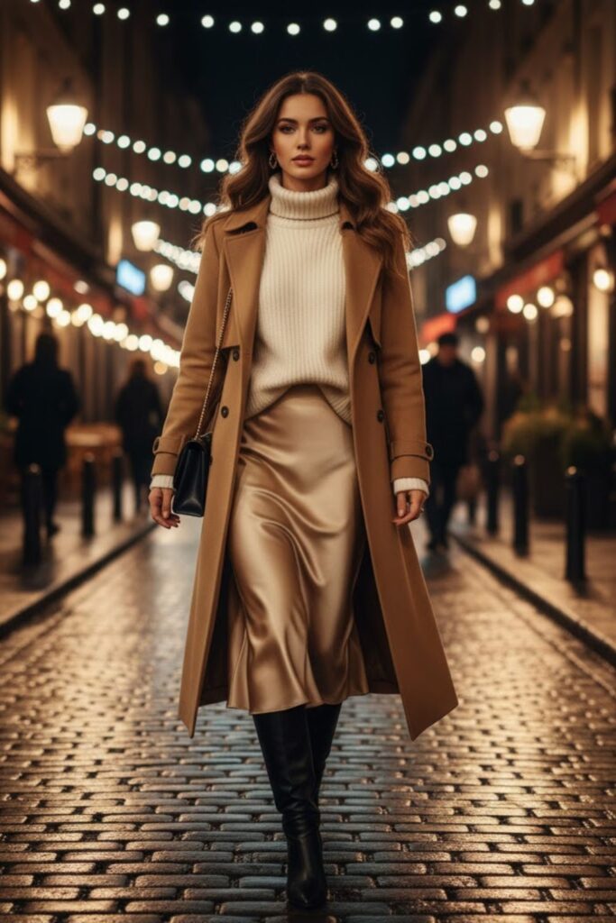 13. High-Neck Sweater with Slip Skirt