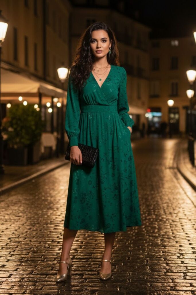 13. Midi Dress with Block Heels